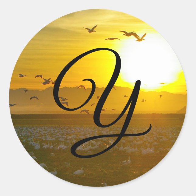 Beautiful Golden Sunset Monogram Envelope Seals (Front)