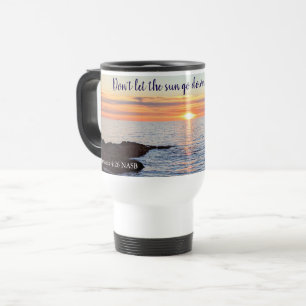 Beautiful Golden Sunset on Ocean Anger Bible Verse Travel Mug