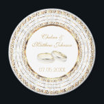 Beautiful Golden Wedding Bands Magnet<br><div class="desc">Wedding Day Favour Magnet. A Wedding Day Keepsake from the Bride and Groom ready to personalise. ⭐This Product is 100% Customisable. Graphics and / or text can be added, deleted, moved, resized, changed around, rotated, etc... ⭐ (Please be sure to resize or move graphics if needed before ordering) 99% of...</div>
