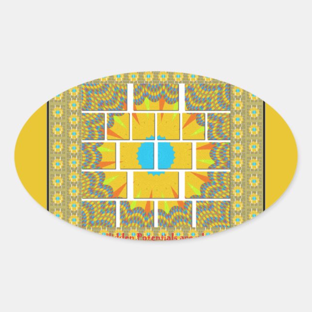 Beautiful golden yellow amazing graphic design   oval sticker (Front)