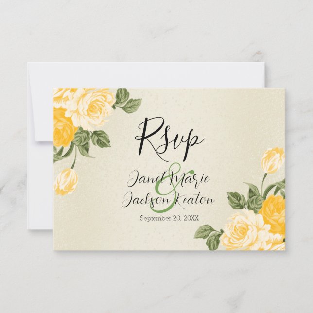 Beautiful Golden Yellow Floral - RSVP (Front)