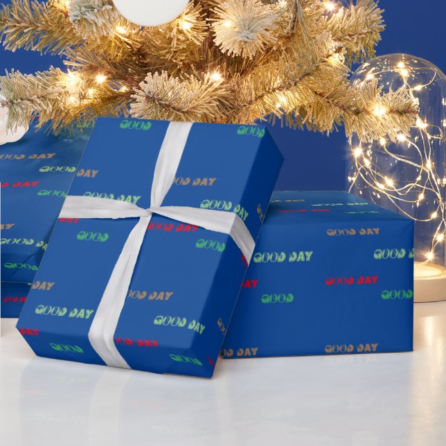 Beautiful  GOOD DAY BLUE Wrapping Paper (Holidays)