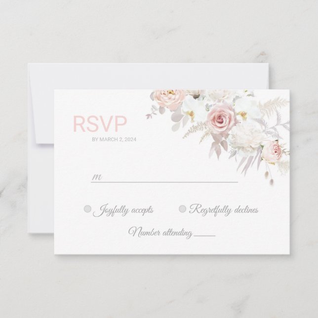 Beautiful, gorgeous, elegant Response Card RVSP  (Front)
