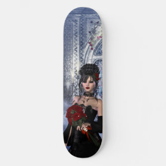 Beautiful Gothic girl, roses & candles Skateboard