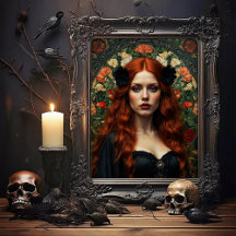 Beautiful Gothic Woman in Art Nouveau Style