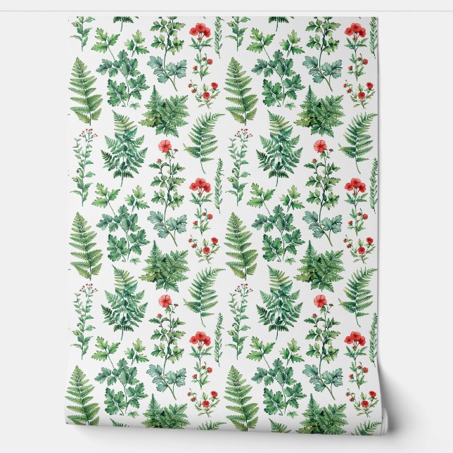 Beautiful graceful green twigs of different types  wallpaper (Unrolling)