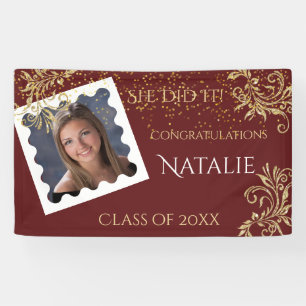 Beautiful, Graduation, Faux Glitter, Custom Photo, Banner