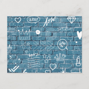 Beautiful Graffiti Art on Wall Green Calligraphy Postcard