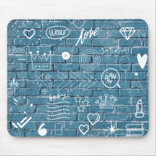 Beautiful Graffiti on Wall Green Calligraphy Mouse Mat