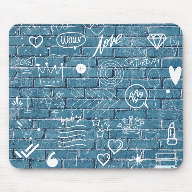 Beautiful Graffiti on Wall Green Calligraphy Mouse Mat (Front)
