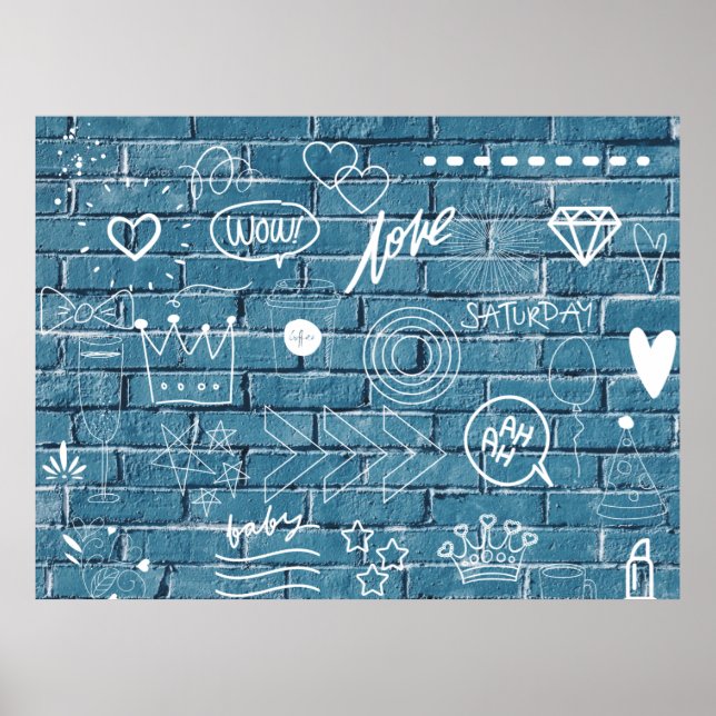 Beautiful Graffiti on Wall Green Calligraphy Poster (Front)