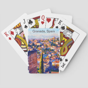 Beautiful Granada Spain Watercolor View Playing Cards