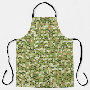 Beautiful granny knit pattern in green olive colou apron