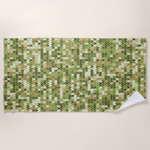 Beautiful granny knit pattern in green olive colou beach towel