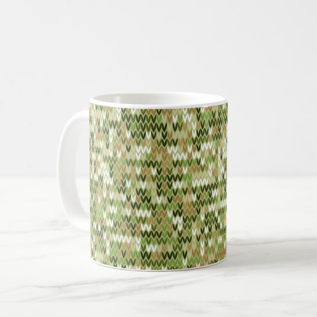 Beautiful granny knit pattern in green olive colou coffee mug (Front Left)