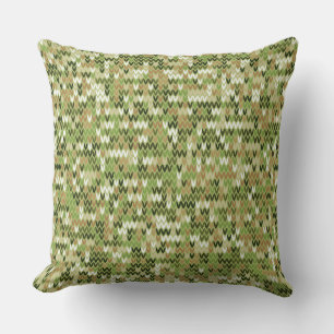 Beautiful granny knit pattern in green olive colou cushion