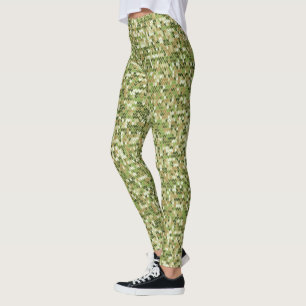 Beautiful granny knit pattern in green olive colou leggings