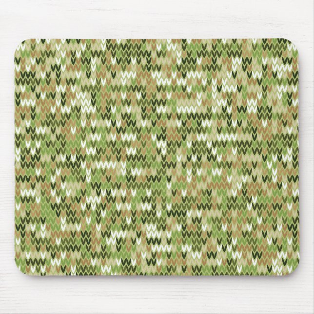 Beautiful granny knit pattern in green olive colou mouse mat (Front)