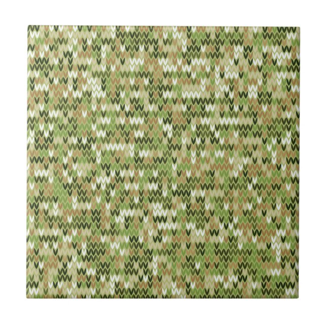 Beautiful granny knit pattern in green olive colou tile (Front)