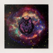 Beautiful Graphic Wolf Art, Galaxy Background