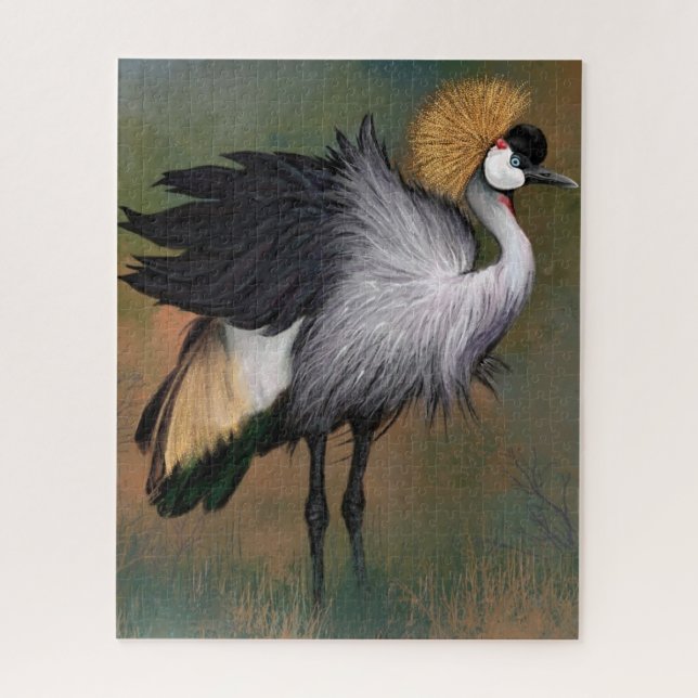 Beautiful Gray Crowned Crane Bird Puzzle (Vertical)