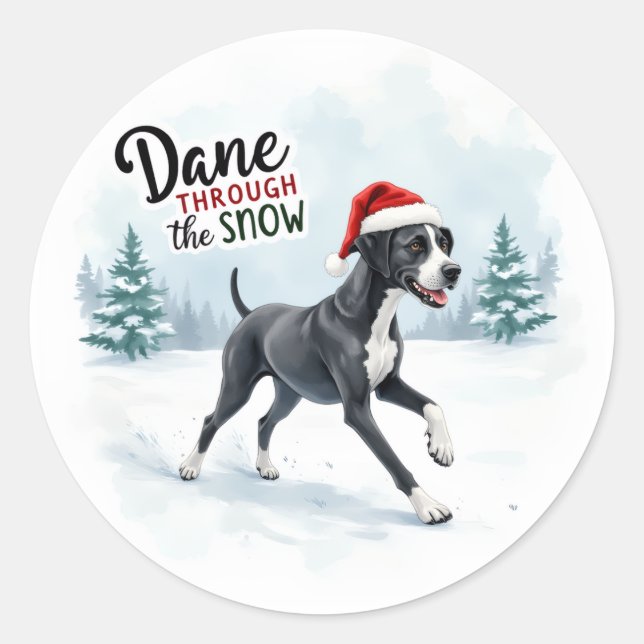 Beautiful Great Dane greeting card Classic Round Sticker (Front)