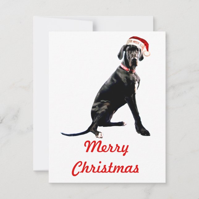 Beautiful Great Dane in Santa Hat  Card (Front)