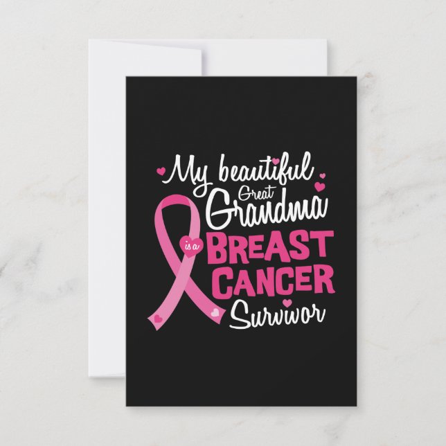 Beautiful Great Grandma Breast Cancer Survivor Card (Front)