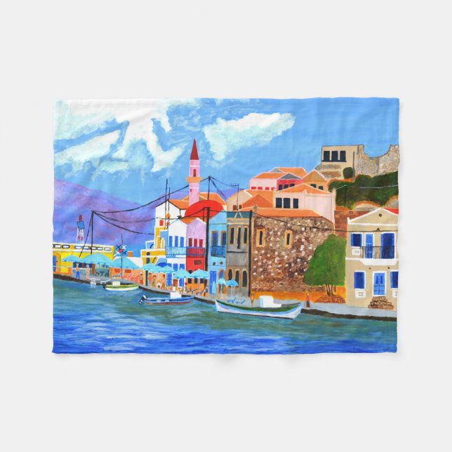 Beautiful Greece fleece blanket  (Front (Horizontal))