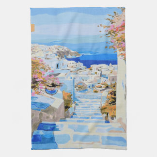 Beautiful Greece kitchen towel