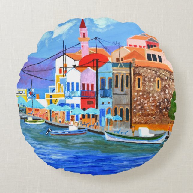 Beautiful Greece Throw Pillow (Front)