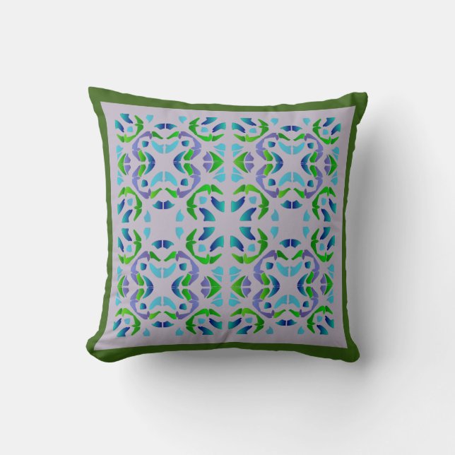 beautiful green and blue pattern cushion (Front)