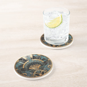 Beautiful Green and Gold Art Deco Coaster