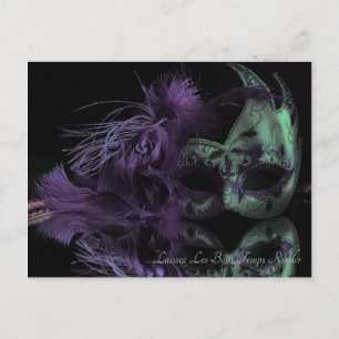 Beautiful Green and Purple Mask Mardi Gras Postcard