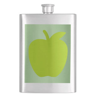 Beautiful green apple silhouette hip flask
