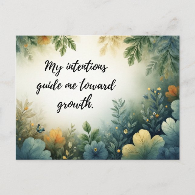 Beautiful Green Botanical Self-Growth Affirmation Postcard (Front)