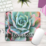 Beautiful Green Cactus Photo Custom Name Script Mouse Mat<br><div class="desc">Dream of sunny days and a summer’s garden whenever you use this beautiful pink-tipped, mint green, cactus photo custom name mousepad. Makes a great gift for someone special! Just type in the name of your choice and you can easily personalise this custom name mousepad. Please message me with any questions...</div>