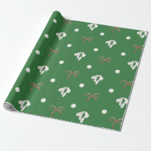 Beautiful Green Christmas Bow Wrapping Paper