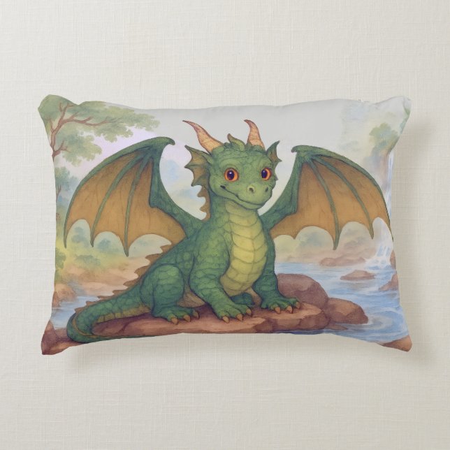 Beautiful green dragon decorative cushion (Front)