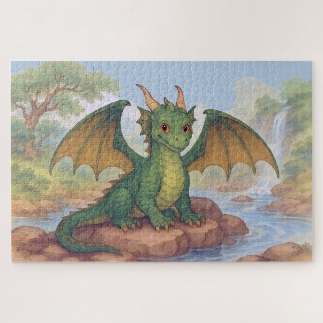Beautiful green dragon jigsaw puzzle (Horizontal)