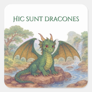 Beautiful green dragon square sticker