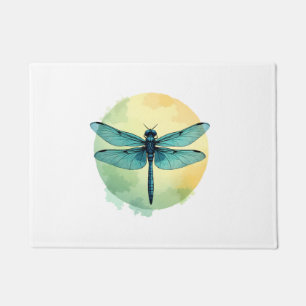 Beautiful Green Dragonfly Watercolor Art Insect Lo Doormat