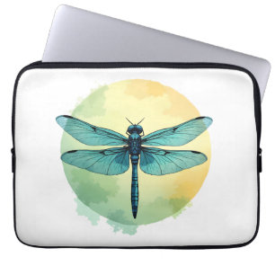 Beautiful Green Dragonfly Watercolor Art Insect Lo Laptop Sleeve
