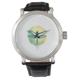 Beautiful Green Dragonfly Watercolor Art Insect Lo Watch