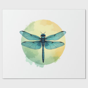 Beautiful Green Dragonfly Watercolor Art Insect Lo Wrapping Paper