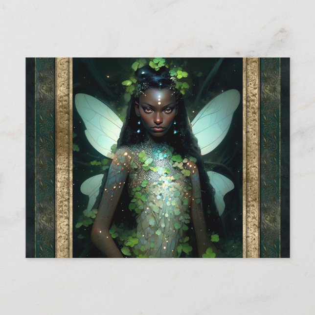 Beautiful Green Fairy Woman Fantasy Art Postcard (Front)