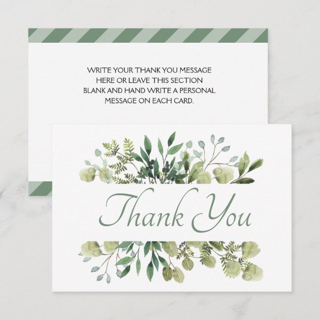 Beautiful Green Foilage  Thank You Card (Front/Back)