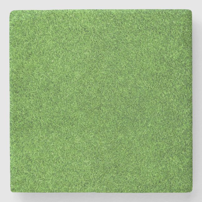 Beautiful green grass texture from golf course stone coaster (Front)
