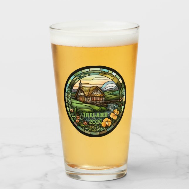 Beautiful Green Ireland Souvenir Glass (Front Filled)