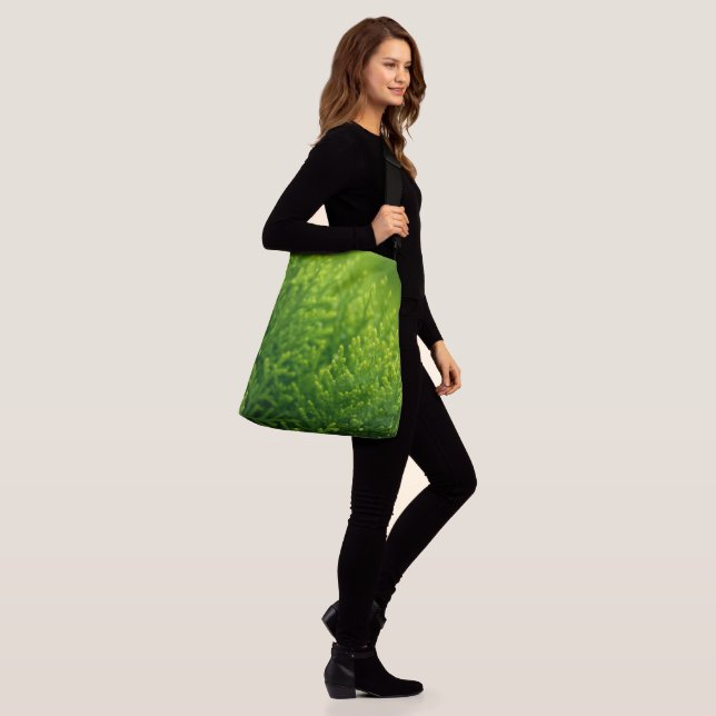 Beautiful green leaves background crossbody bag (On Model)